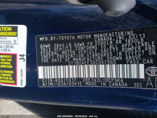 Photo 8 VIN: 2T1BU4EE3DC047253 - TOYOTA COROLLA 