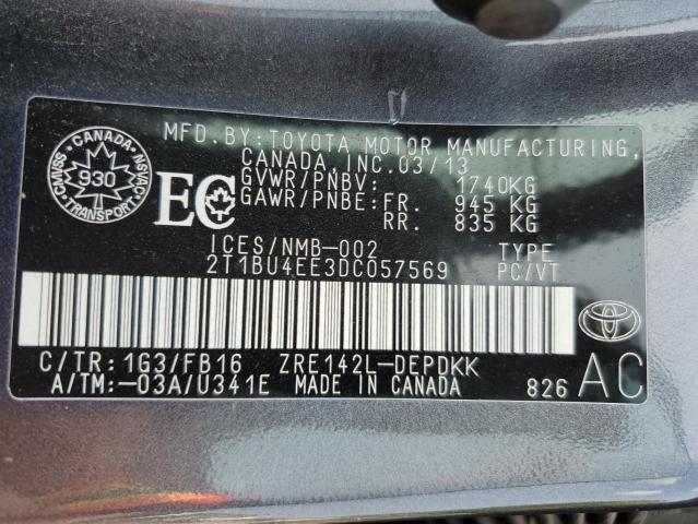 Photo 11 VIN: 2T1BU4EE3DC057569 - TOYOTA COROLLA BA 