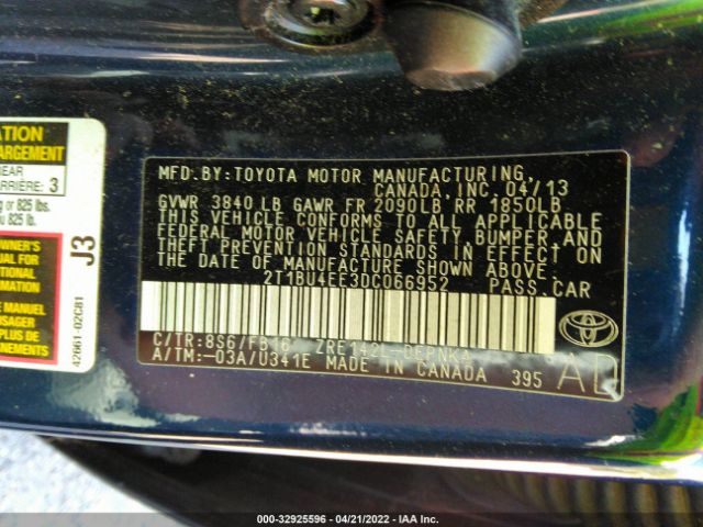 Photo 8 VIN: 2T1BU4EE3DC066952 - TOYOTA COROLLA 