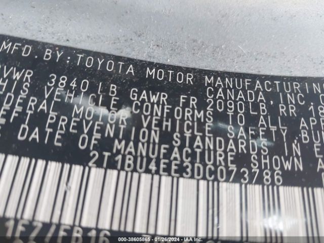 Photo 8 VIN: 2T1BU4EE3DC073786 - TOYOTA COROLLA 