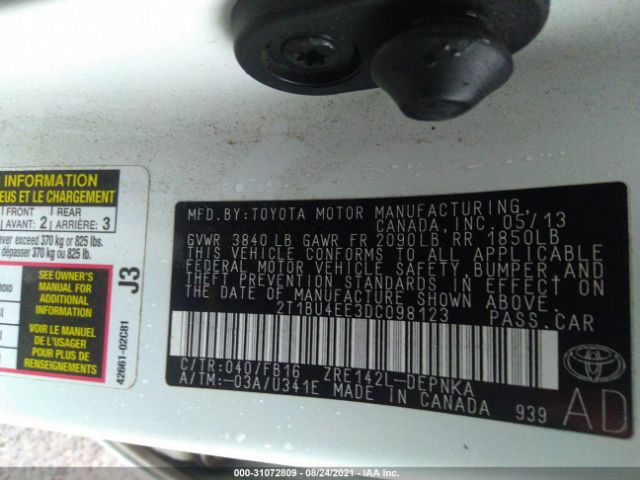 Photo 8 VIN: 2T1BU4EE3DC098123 - TOYOTA COROLLA 