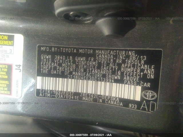 Photo 8 VIN: 2T1BU4EE3DC113994 - TOYOTA COROLLA 