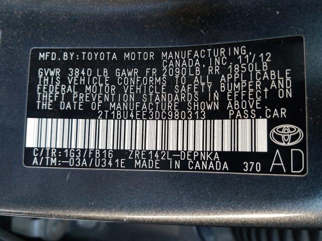 Photo 9 VIN: 2T1BU4EE3DC980313 - TOYOTA COROLLA BA 