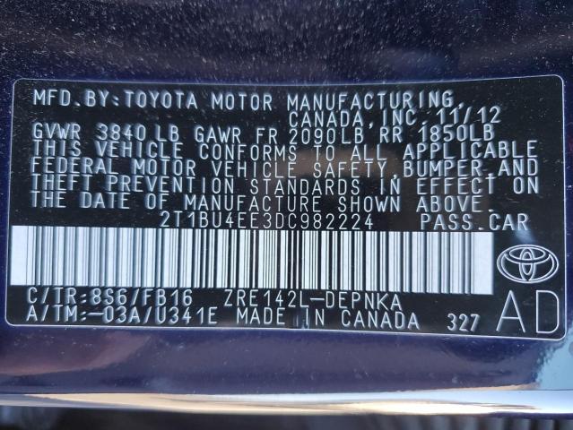 Photo 11 VIN: 2T1BU4EE3DC982224 - TOYOTA COROLLA 