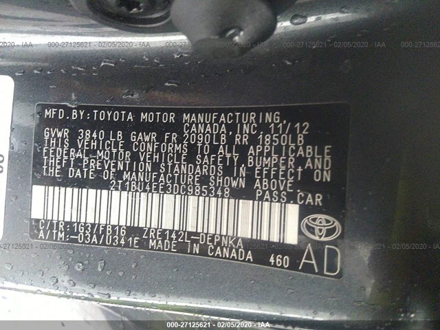 Photo 8 VIN: 2T1BU4EE3DC985348 - TOYOTA COROLLA 