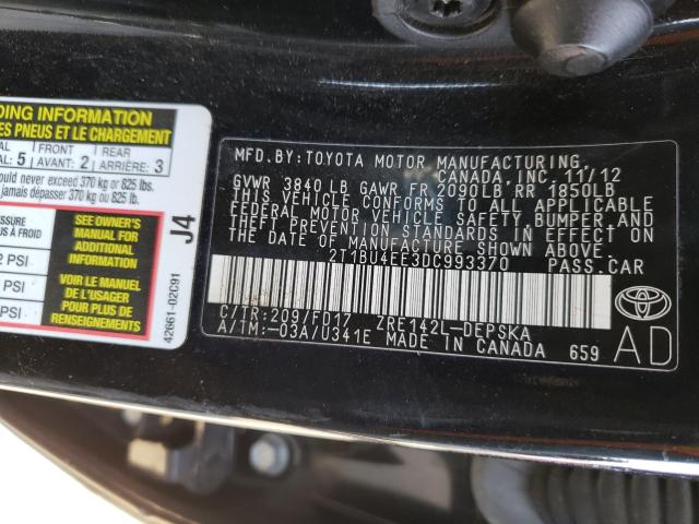 Photo 9 VIN: 2T1BU4EE3DC993370 - TOYOTA COROLLA BA 