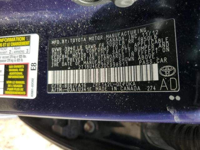 Photo 11 VIN: 2T1BU4EE3DC998911 - TOYOTA COROLLA BA 