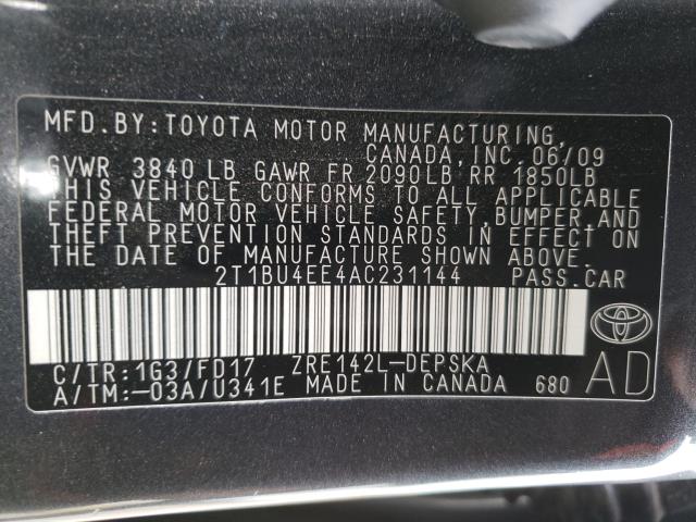 Photo 9 VIN: 2T1BU4EE4AC231144 - TOYOTA COROLLA S 