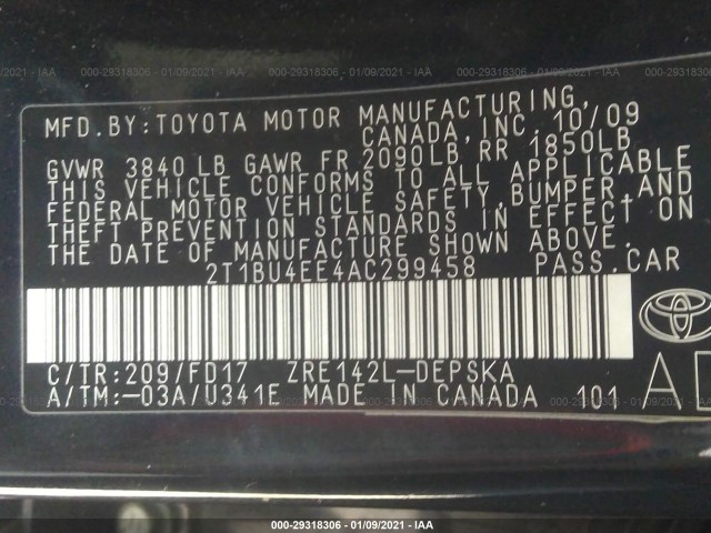 Photo 8 VIN: 2T1BU4EE4AC299458 - TOYOTA COROLLA 