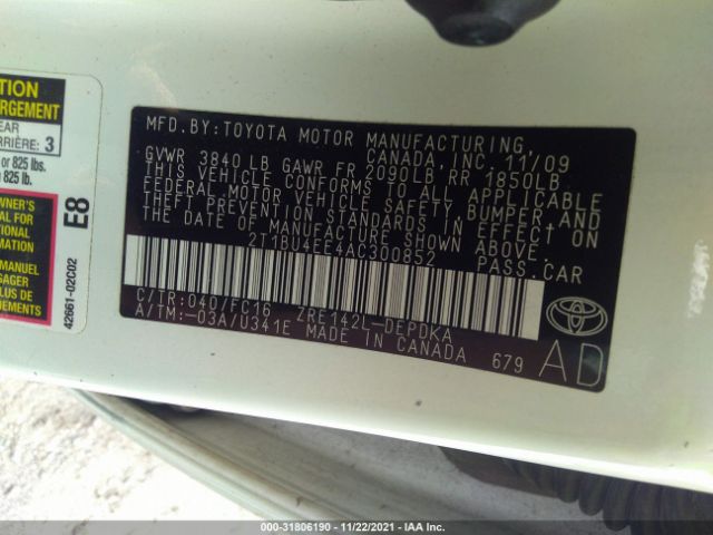 Photo 8 VIN: 2T1BU4EE4AC300852 - TOYOTA COROLLA 