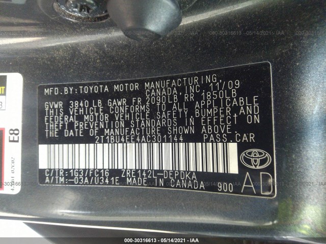 Photo 8 VIN: 2T1BU4EE4AC301144 - TOYOTA COROLLA 