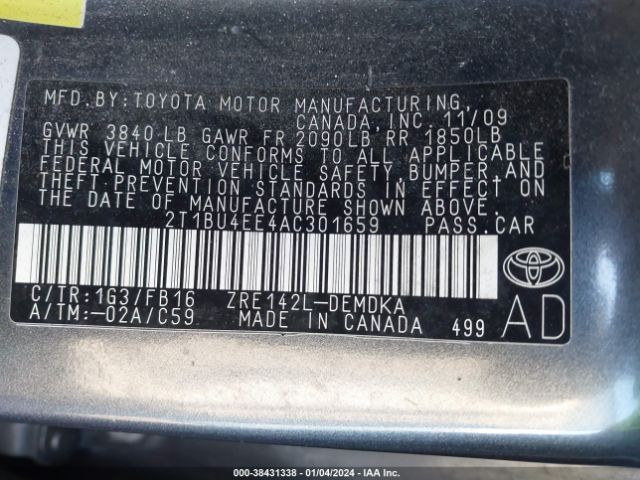 Photo 8 VIN: 2T1BU4EE4AC301659 - TOYOTA COROLLA 