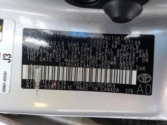 Photo 9 VIN: 2T1BU4EE4AC311558 - TOYOTA COROLLA BA 