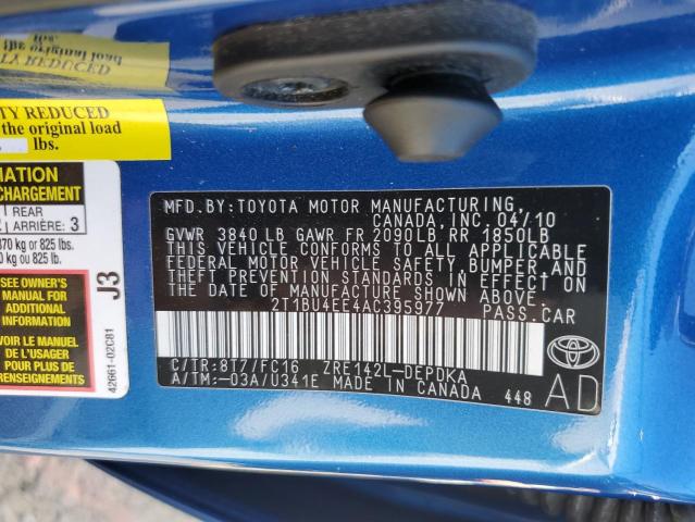 Photo 12 VIN: 2T1BU4EE4AC395977 - TOYOTA COROLLA BA 