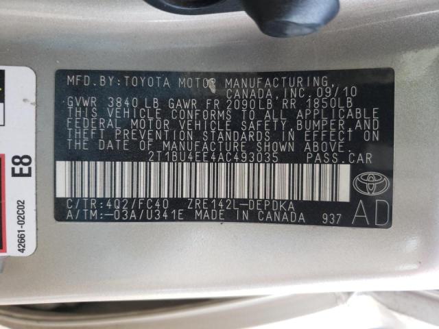 Photo 9 VIN: 2T1BU4EE4AC493035 - TOYOTA COROLLA BA 