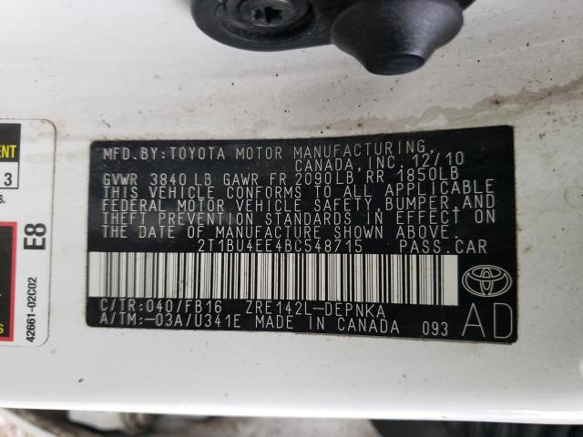 Photo 9 VIN: 2T1BU4EE4BC548715 - TOYOTA COROLLA BA 