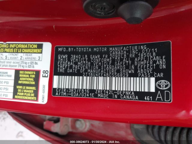 Photo 8 VIN: 2T1BU4EE4BC556829 - TOYOTA COROLLA 