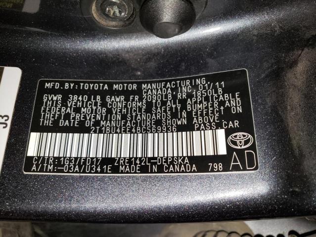 Photo 11 VIN: 2T1BU4EE4BC569936 - TOYOTA COROLLA BA 