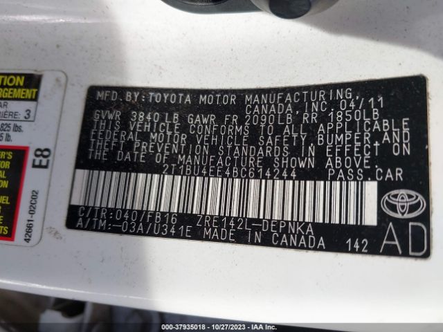 Photo 8 VIN: 2T1BU4EE4BC614244 - TOYOTA COROLLA 