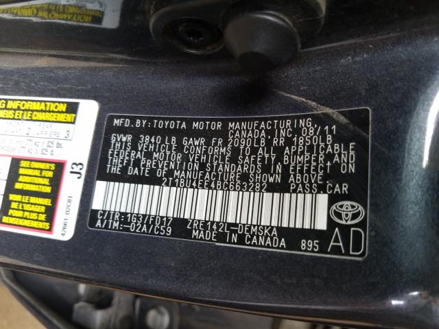 Photo 9 VIN: 2T1BU4EE4BC663282 - TOYOTA COROLLA S 