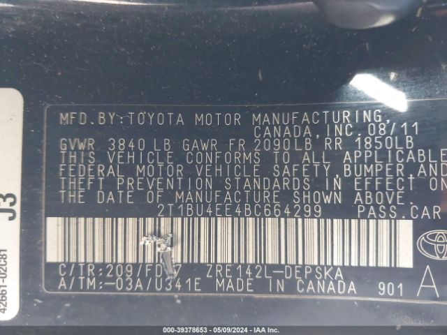 Photo 8 VIN: 2T1BU4EE4BC664299 - TOYOTA COROLLA 