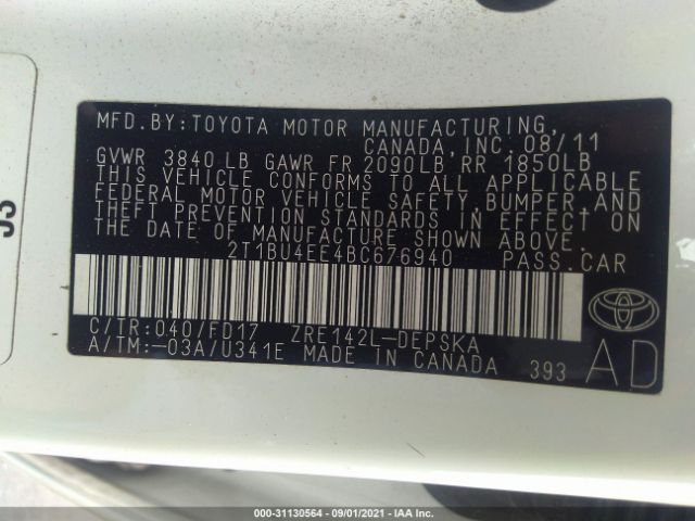 Photo 8 VIN: 2T1BU4EE4BC676940 - TOYOTA COROLLA 