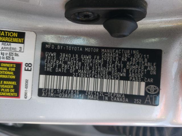 Photo 9 VIN: 2T1BU4EE4BC680423 - TOYOTA COROLLA 