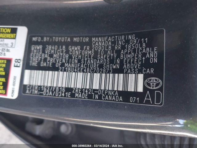 Photo 8 VIN: 2T1BU4EE4BC702873 - TOYOTA COROLLA 