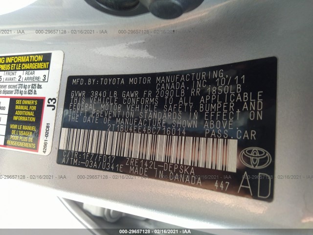 Photo 8 VIN: 2T1BU4EE4BC716014 - TOYOTA COROLLA 