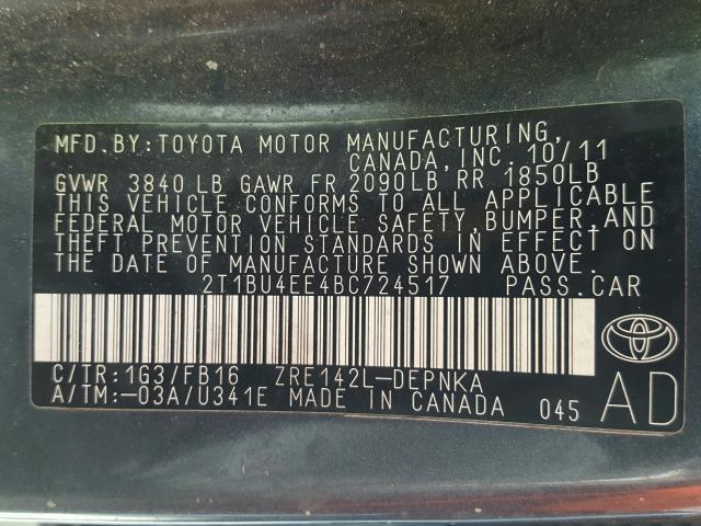 Photo 9 VIN: 2T1BU4EE4BC724517 - TOYOTA COROLLA BA 