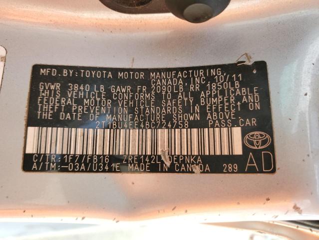 Photo 11 VIN: 2T1BU4EE4BC724758 - TOYOTA COROLLA 