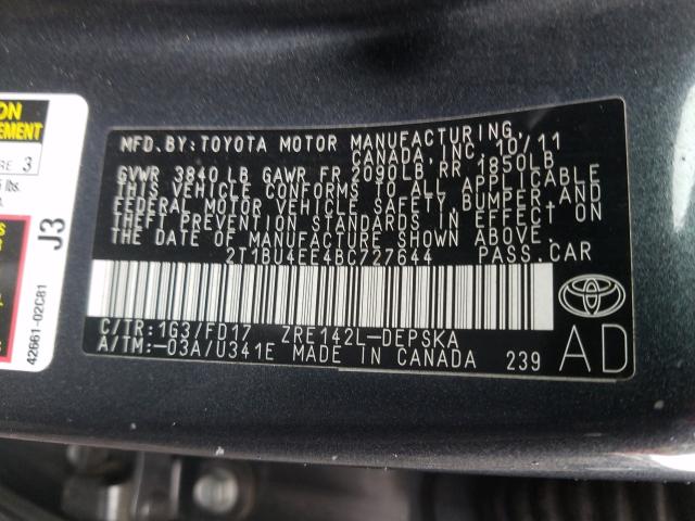 Photo 9 VIN: 2T1BU4EE4BC727644 - TOYOTA COROLLA BA 