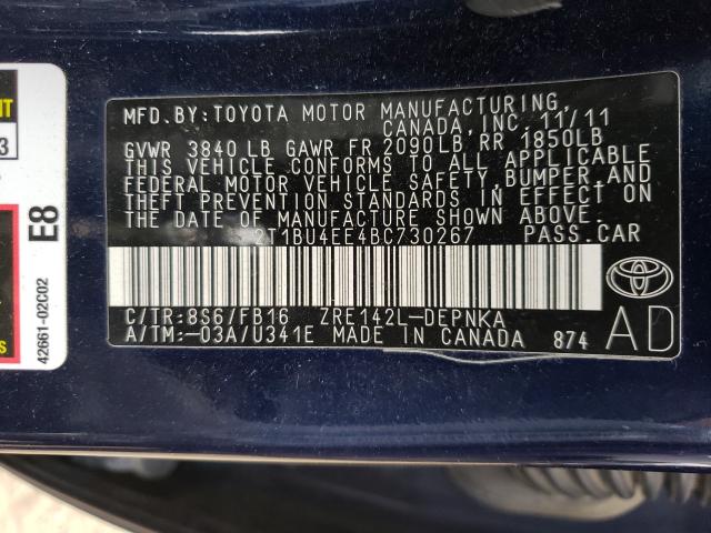 Photo 9 VIN: 2T1BU4EE4BC730267 - TOYOTA COROLLA BA 