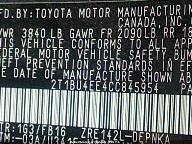 Photo 8 VIN: 2T1BU4EE4CC845954 - TOYOTA COROLLA 