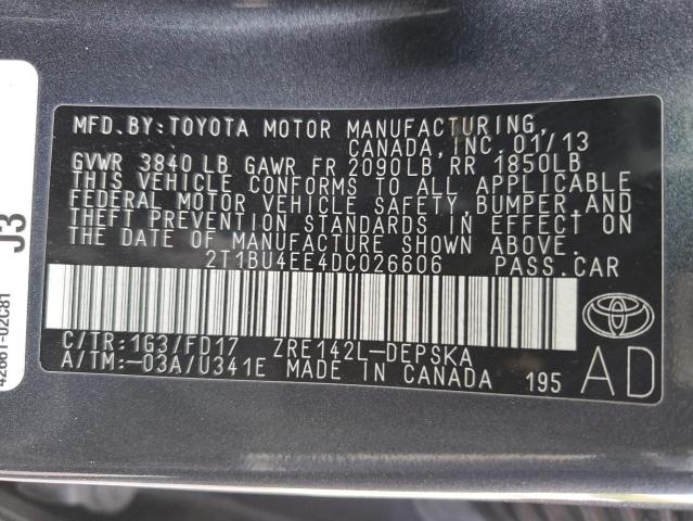 Photo 12 VIN: 2T1BU4EE4DC026606 - TOYOTA COROLLA 