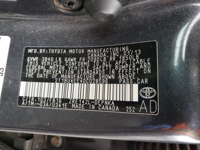 Photo 9 VIN: 2T1BU4EE4DC028596 - TOYOTA COROLLA BA 