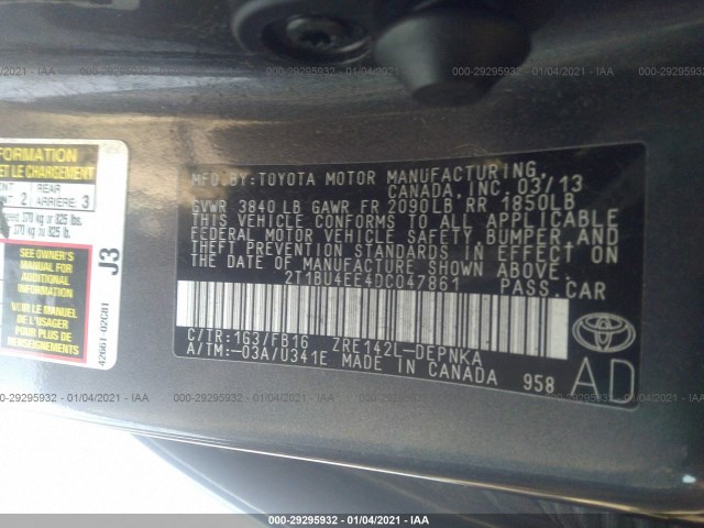 Photo 8 VIN: 2T1BU4EE4DC047861 - TOYOTA COROLLA 