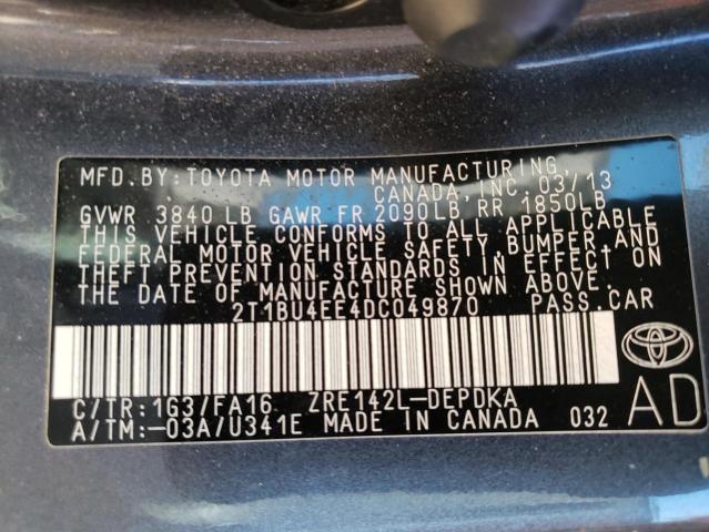 Photo 11 VIN: 2T1BU4EE4DC049870 - TOYOTA COROLLA BA 