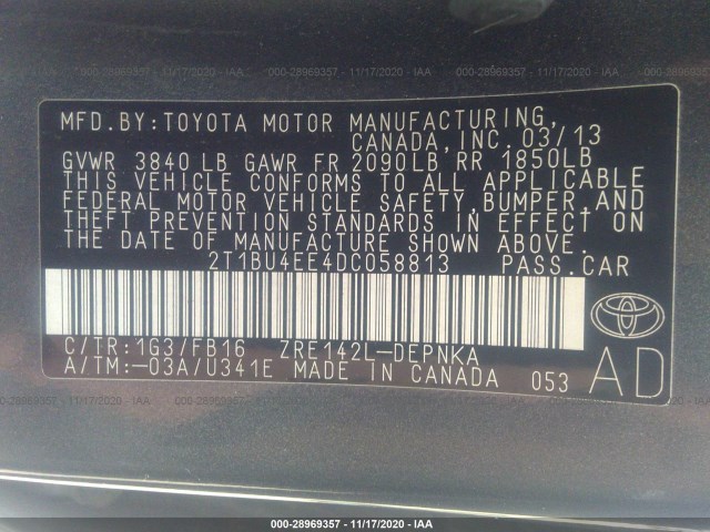 Photo 8 VIN: 2T1BU4EE4DC058813 - TOYOTA COROLLA 