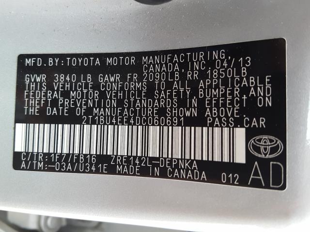 Photo 9 VIN: 2T1BU4EE4DC060691 - TOYOTA COROLLA BA 