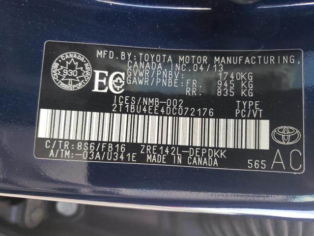 Photo 9 VIN: 2T1BU4EE4DC072176 - TOYOTA COROLA 