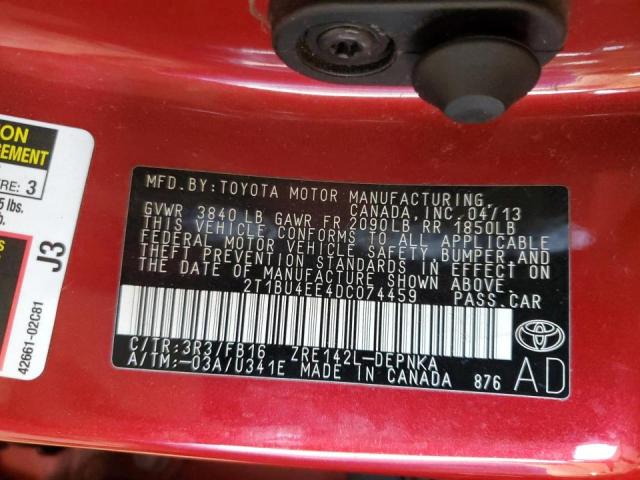 Photo 9 VIN: 2T1BU4EE4DC074459 - TOYOTA COROLLA BA 