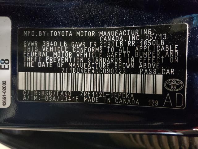 Photo 9 VIN: 2T1BU4EE4DC090323 - TOYOTA COROLLA BA 