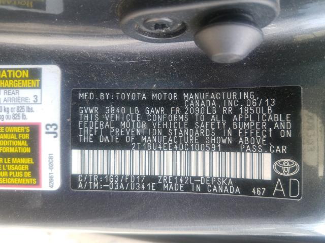 Photo 9 VIN: 2T1BU4EE4DC100591 - TOYOTA COROLLA BA 