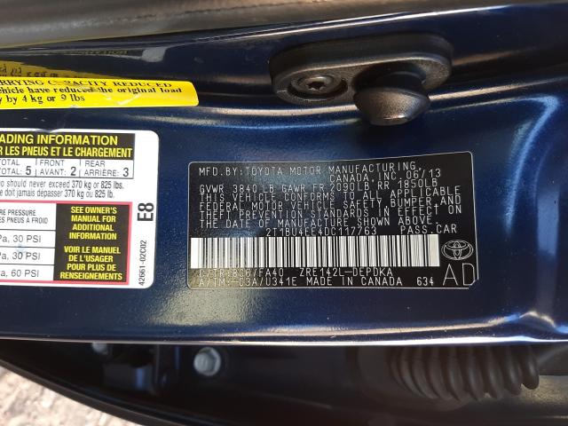 Photo 9 VIN: 2T1BU4EE4DC117763 - TOYOTA COROLLA BA 