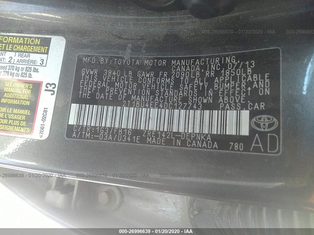 Photo 8 VIN: 2T1BU4EE4DC127743 - TOYOTA COROLLA 