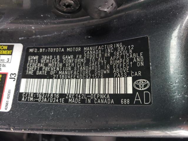 Photo 11 VIN: 2T1BU4EE4DC921576 - TOYOTA COROLLA 