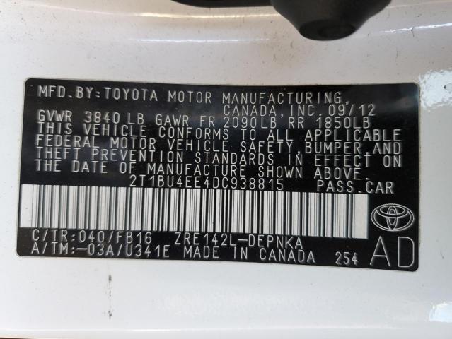 Photo 12 VIN: 2T1BU4EE4DC938815 - TOYOTA COROLLA 