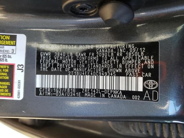 Photo 11 VIN: 2T1BU4EE4DC949345 - TOYOTA COROLLA BA 