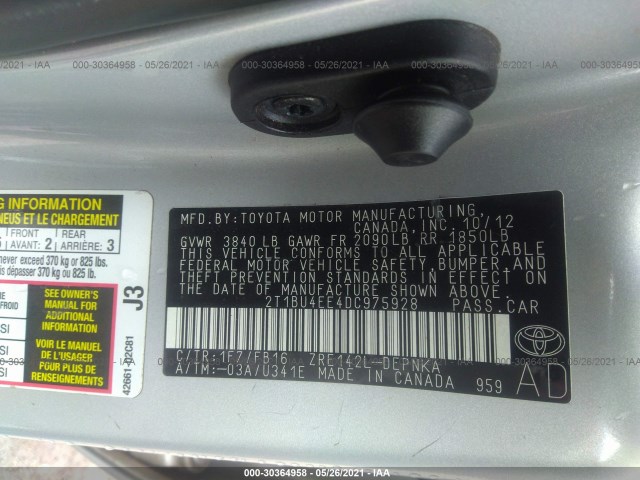 Photo 8 VIN: 2T1BU4EE4DC975928 - TOYOTA COROLLA 